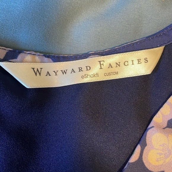 Wayward Francies Floral Maxi Dress 18 Blue Green Short Sleeve Tie Cherry Blossom - Picture 15 of 16